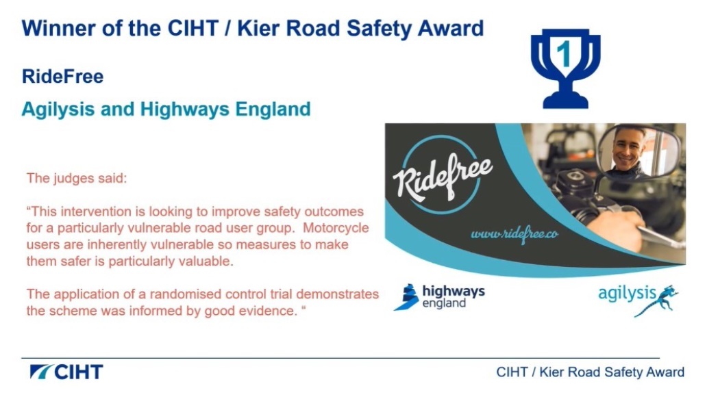 RideFree wins another road safety award, with DVSA rolling the scheme out nationally