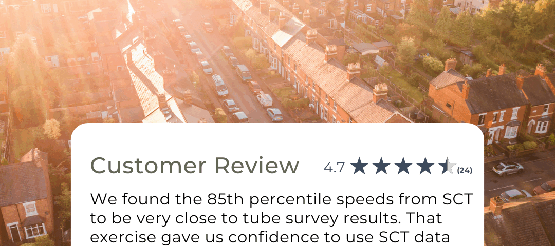 We found the 85th percentile speeds from SCT to be very close to tube survey results. That exercise gave us confidence to use SCT data across the wider network.